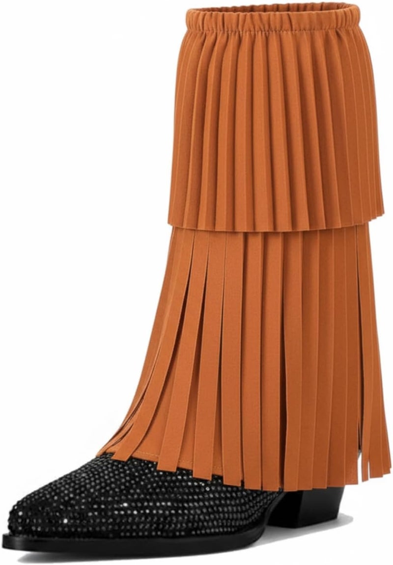 Skicuff Women's Hippie Fringe Boot Covers 60s Leg Warmers Hippie Costume Accessories for Adults, Standard Size, Average Size - Image 1